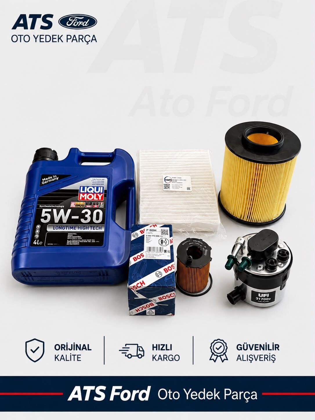 FOCUS 2.5 1.6 TDCİ (2008-2012) LIQUIMOLY 5/30 4LT MOTOR YAĞI-YAĞ FİLTRESİ BOSCH-HAVA FİLTRESİ-MAZOT FİLTRESİ UFI