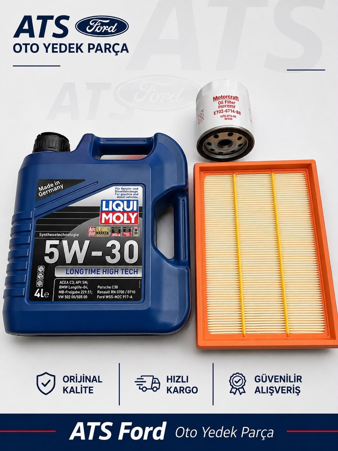 FOCUS 2 (2005-2008) BENZİNLİ MOTOR - LIQUIMOLY 5W30 4LT MOTOR YAĞI-YAĞ FİLTRESİ ORJİNAL-HAVA FİLTRESİ