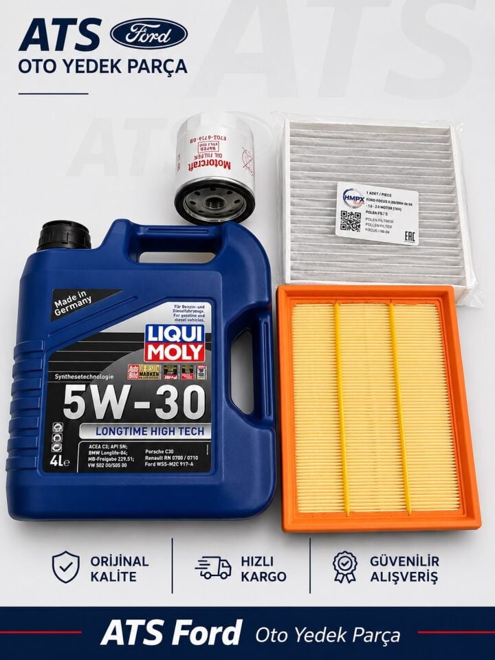 FOCUS 2 (2005-2008) BENZİNLİ MOTOR - LIQUIMOLY 5W30 4LT MOTOR YAĞI-YAĞ FİLTRESİ ORJİNAL-HAVA FİLTRESİ