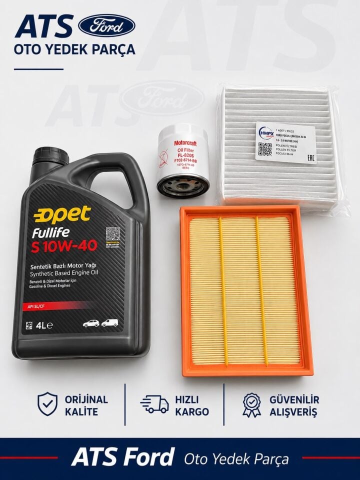FOCUS 2 (2005-2008) BENZİNLİ MOTOR - OPET 10W40 4LT MOTOR YAĞI-YAĞ FİLTRESİ ORJİNAL-HAVA FİLTRESİ-POLEN FİLTRESİ