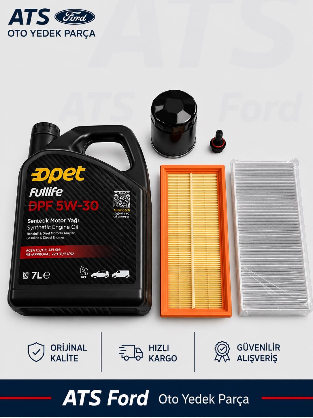 CONNECT 1.8 TDCİ (2003-2013) 75-90PS OPET 5W30 7LT - YAĞ FİLTRESİ  -POLEN FİLTRESİ- HAVA FİLTRESİ